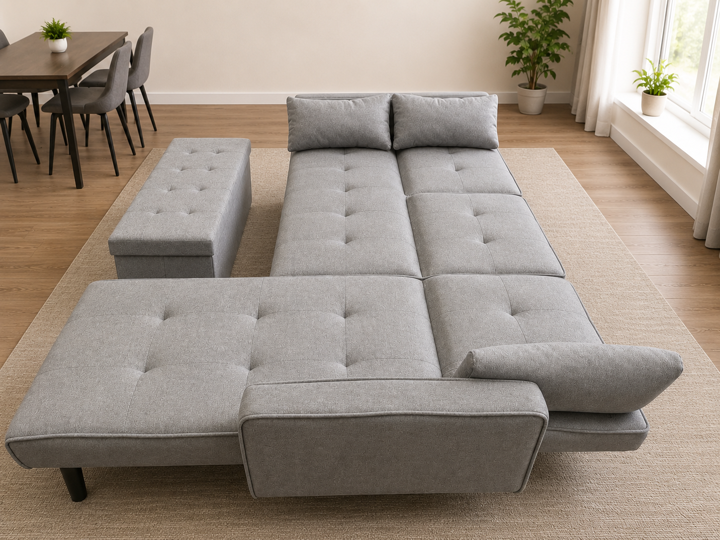 Roly Lshape sofa bed grey reversible chaise - Image 3