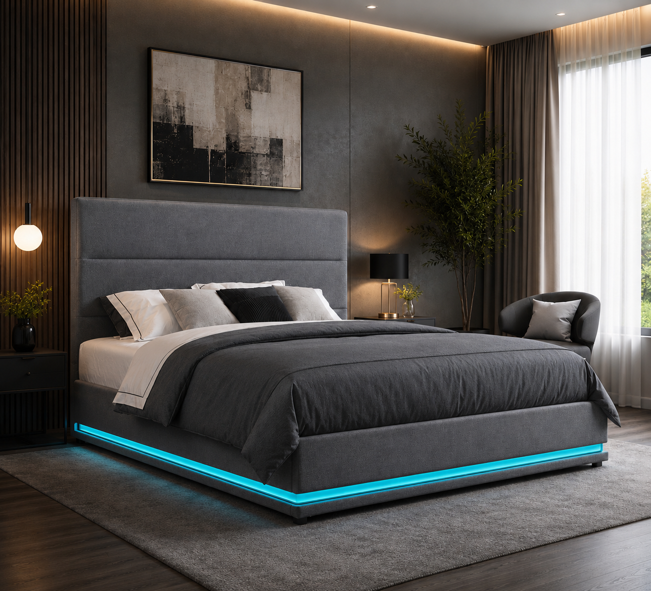 Lumi Queen bed grey led light around remote control - Image 2