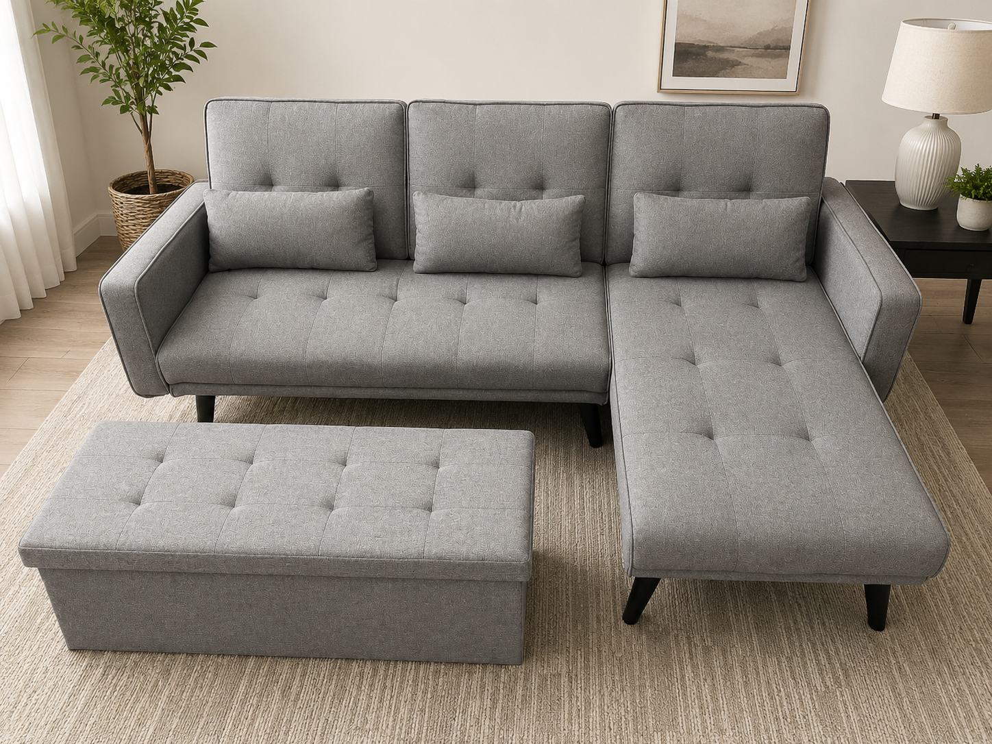 Roly Lshape sofa bed grey reversible chaise - Image 4