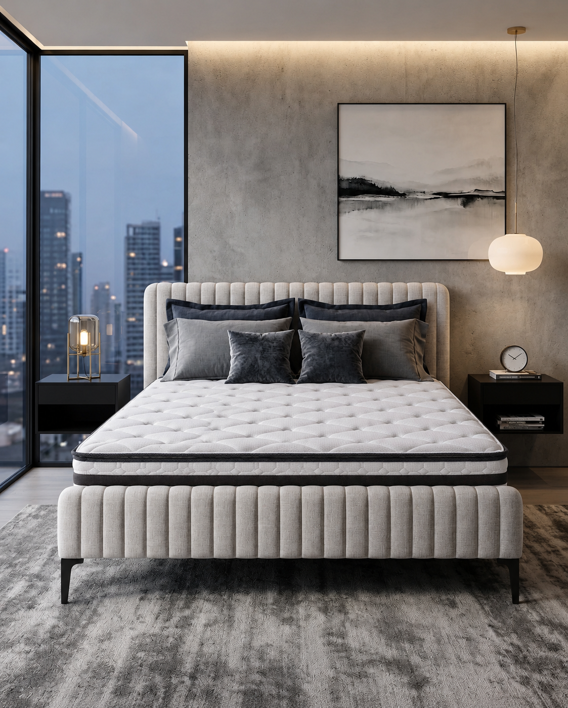 Ammy fancy King bed frame beige colour - Image 3
