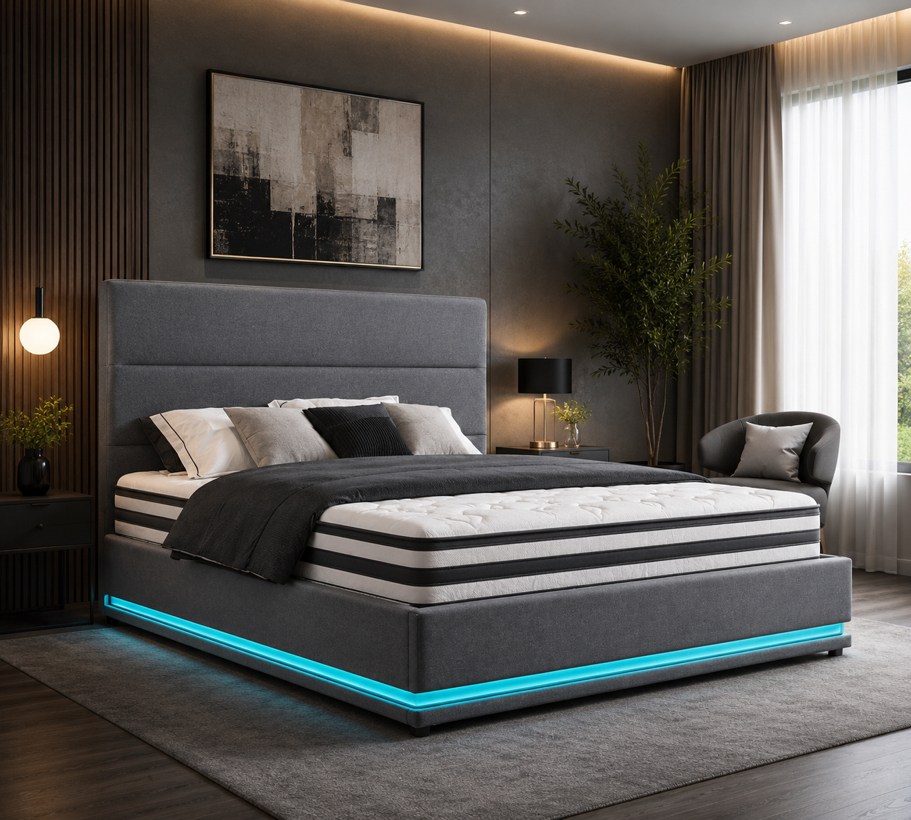 Lumi Queen bed grey led light around remote control - Image 3