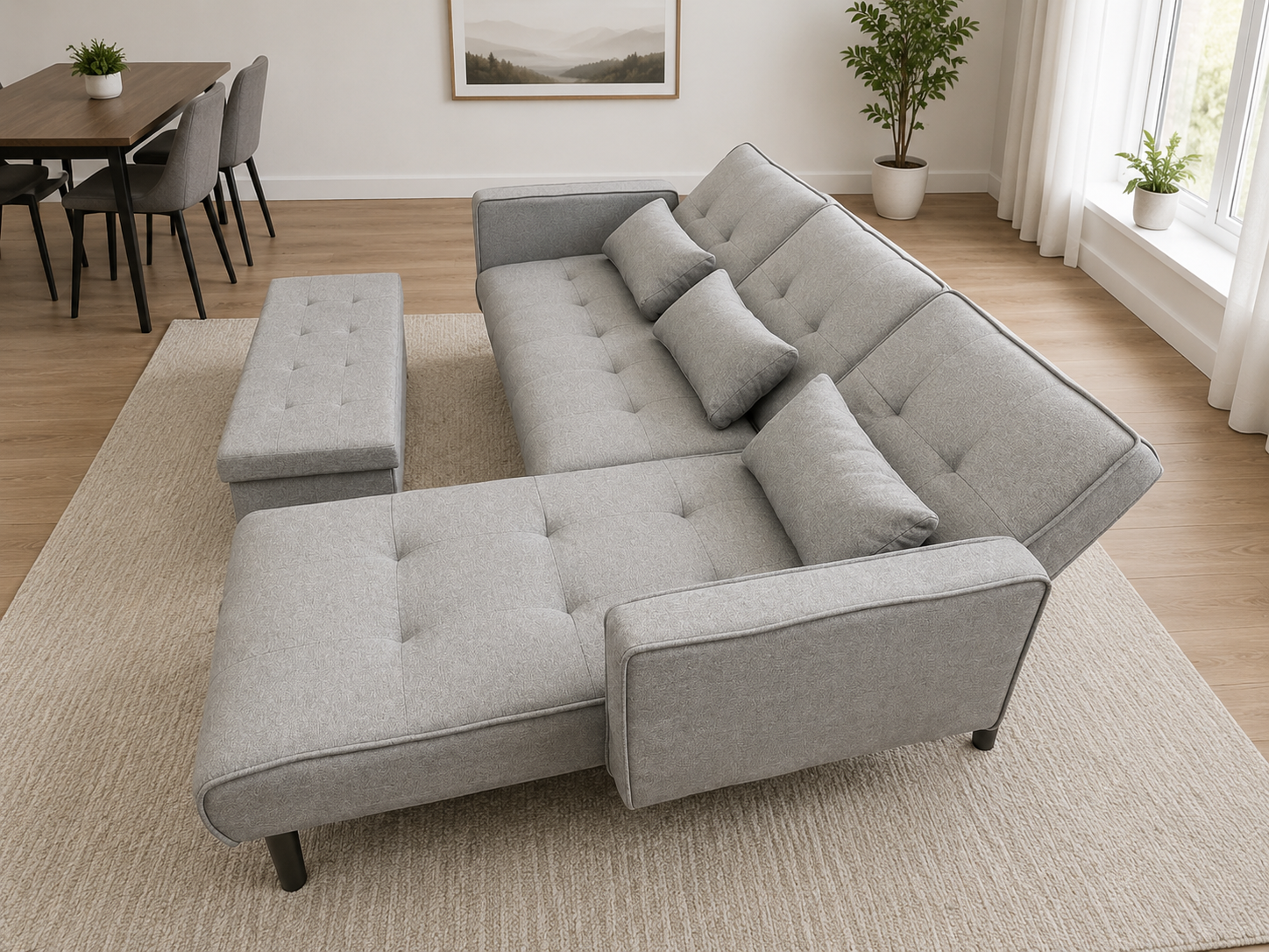 Roly Lshape sofa bed grey reversible chaise - Image 2