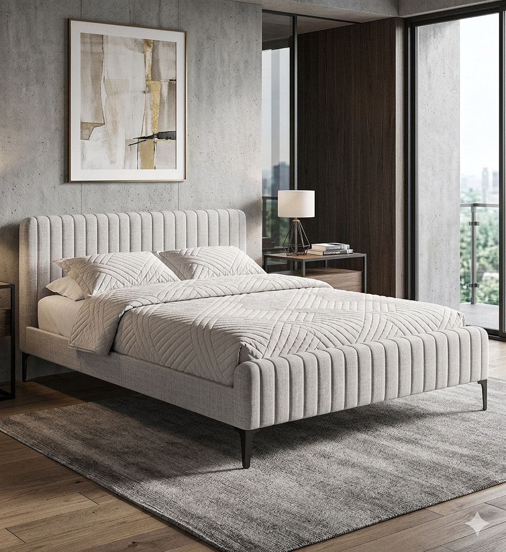 Ammy fancy King bed frame beige colour - Image 2