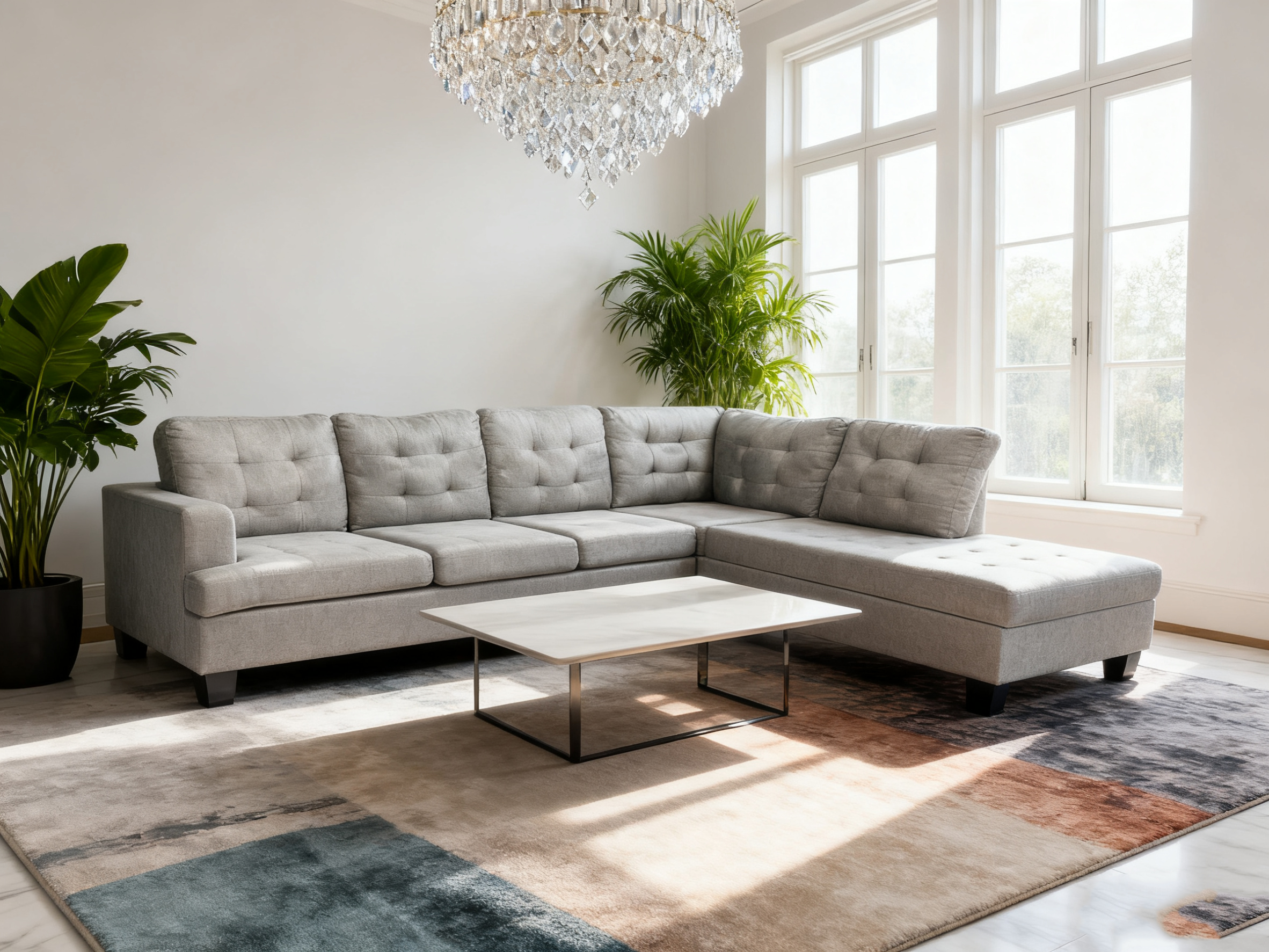 Diamond Grey sofa with Storage ottoman - Image 5