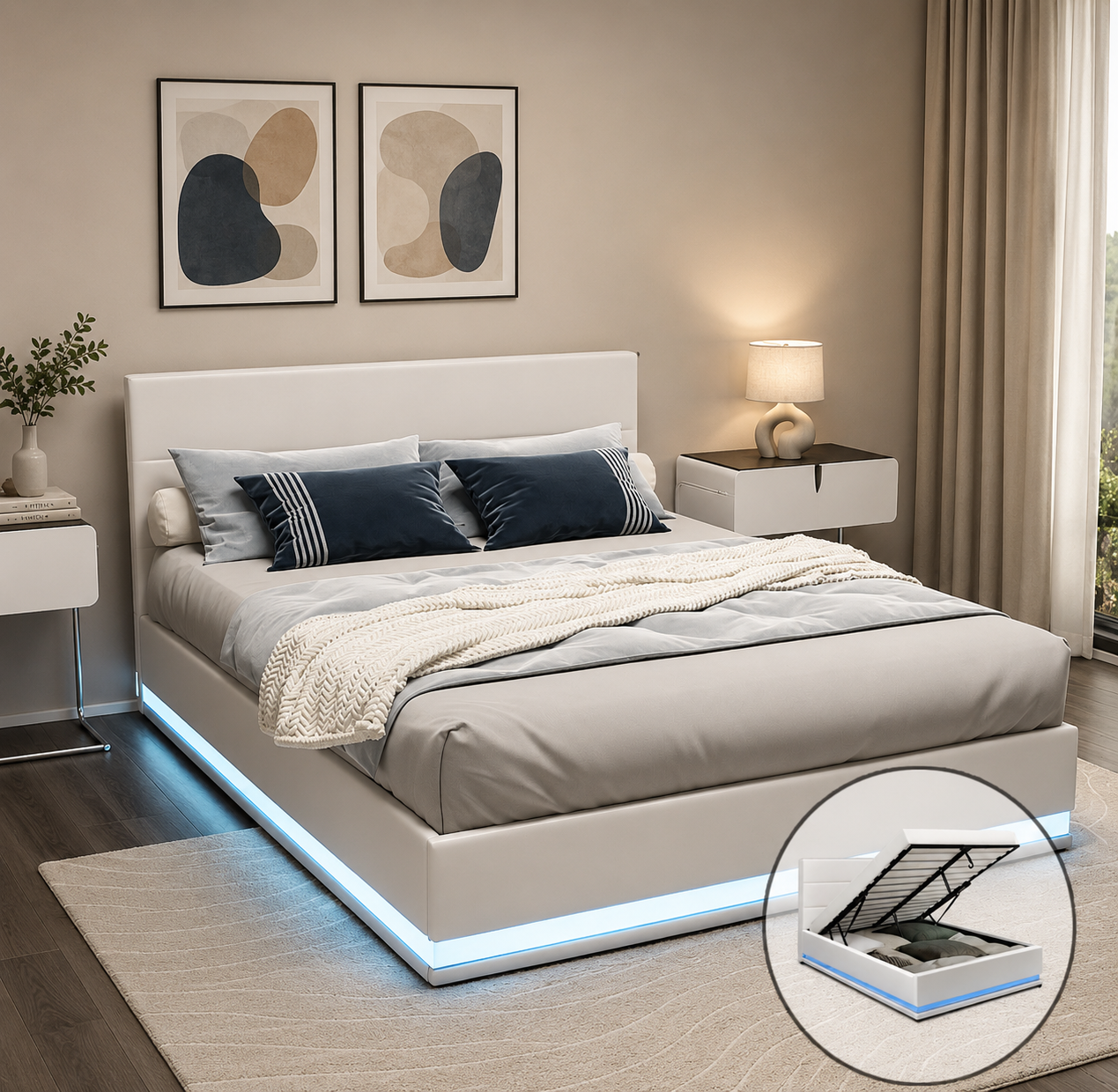 Lomi Queen bed frame with led light & Remote - Image 2