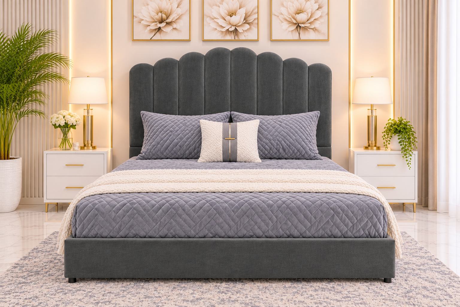 Fiona Queen velvet Gas lift bed frame - Image 4