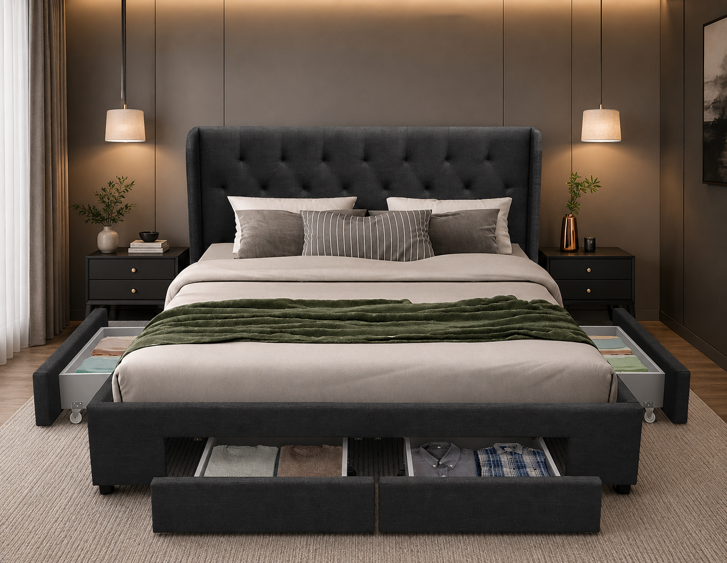 Dara King Wings bed frame with Four Drawer - Image 2