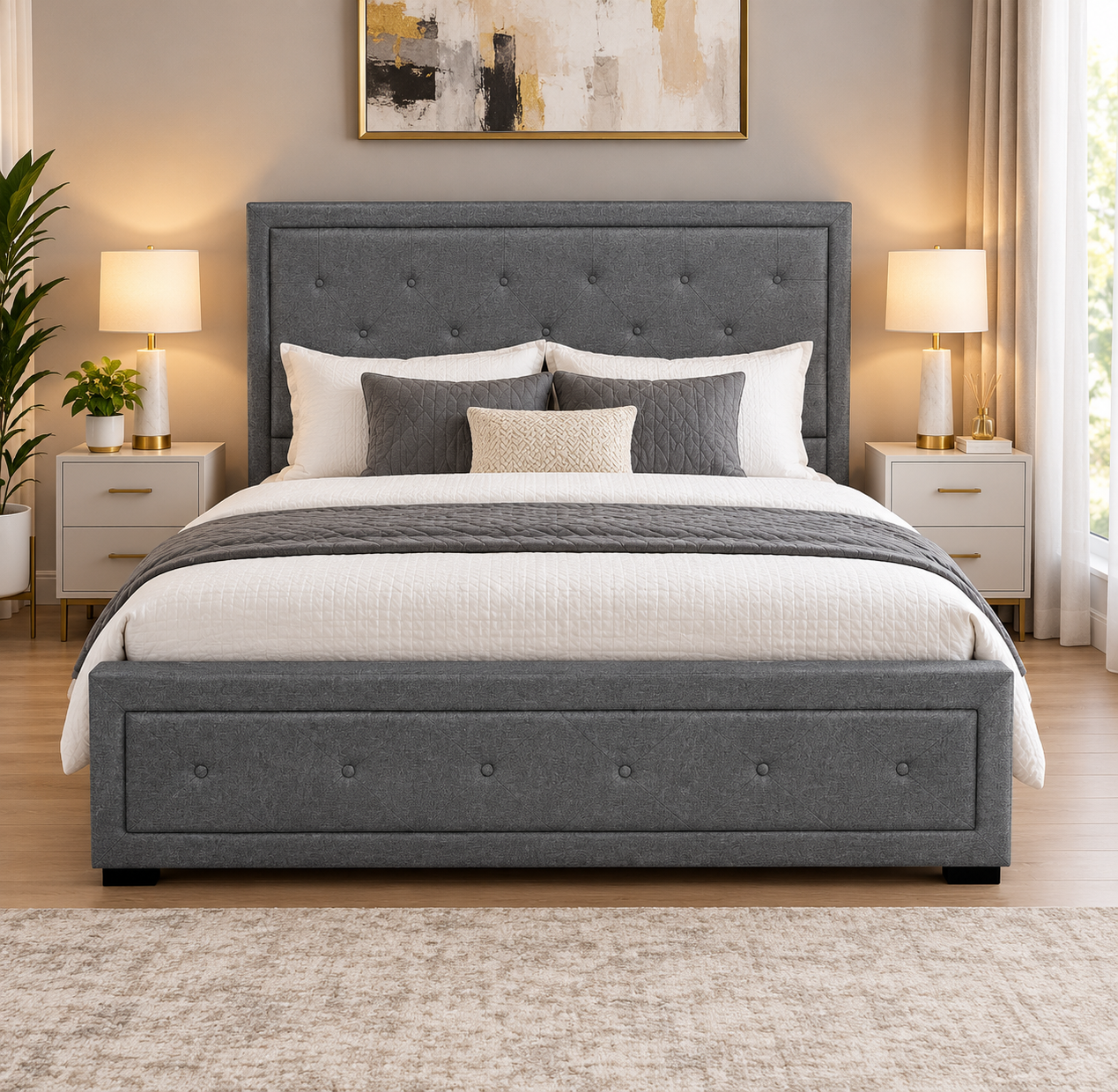 Teeyo Double Grey Gas lift bed frame - Image 3