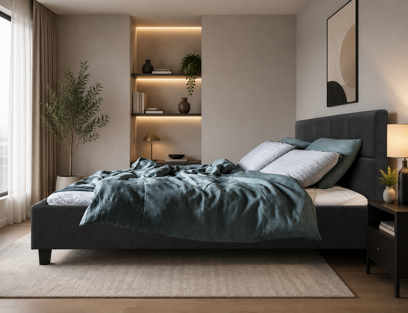 Teeno Double bed frame charcoal color - Image 2