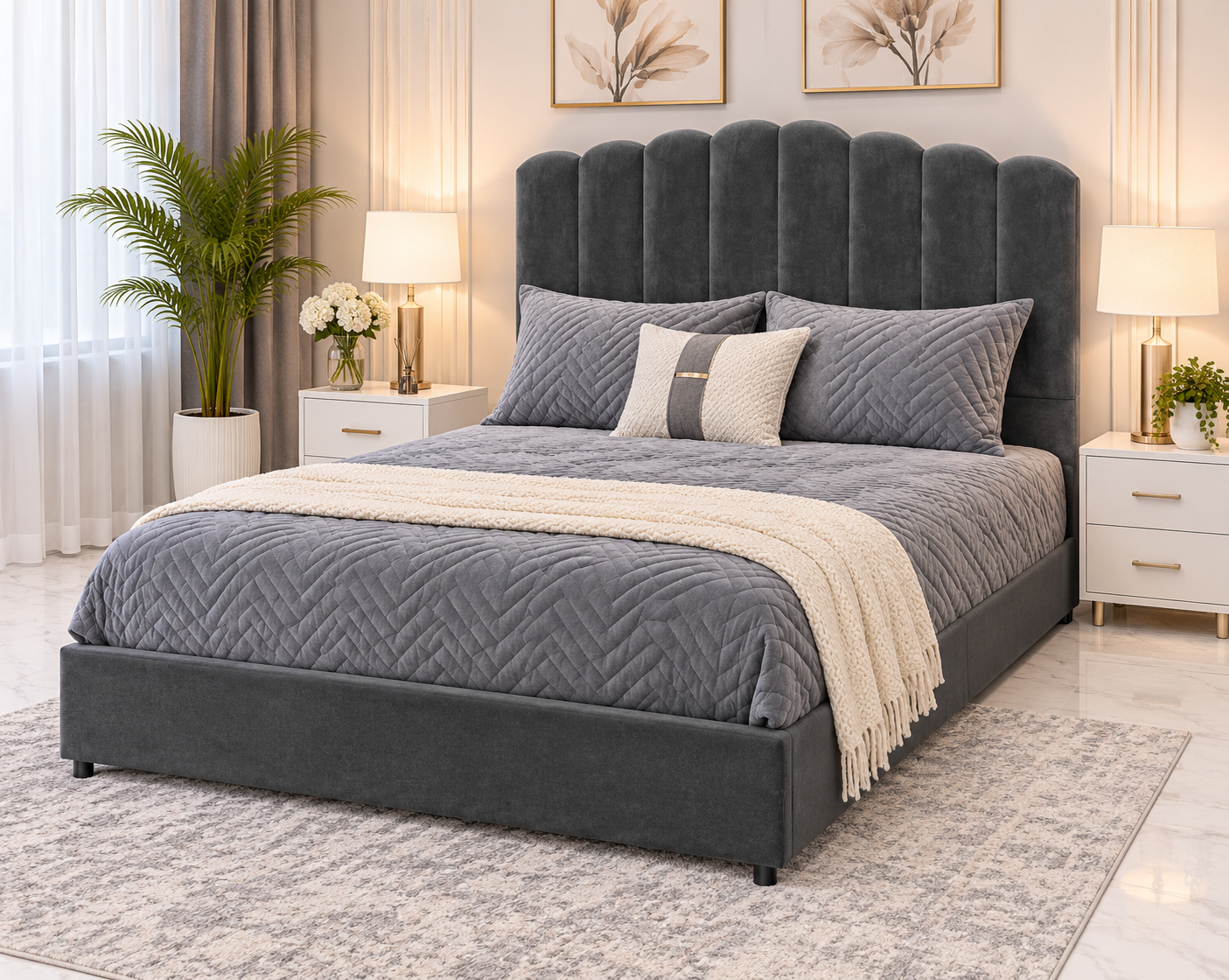 Fiona Queen velvet Gas lift bed frame - Image 3