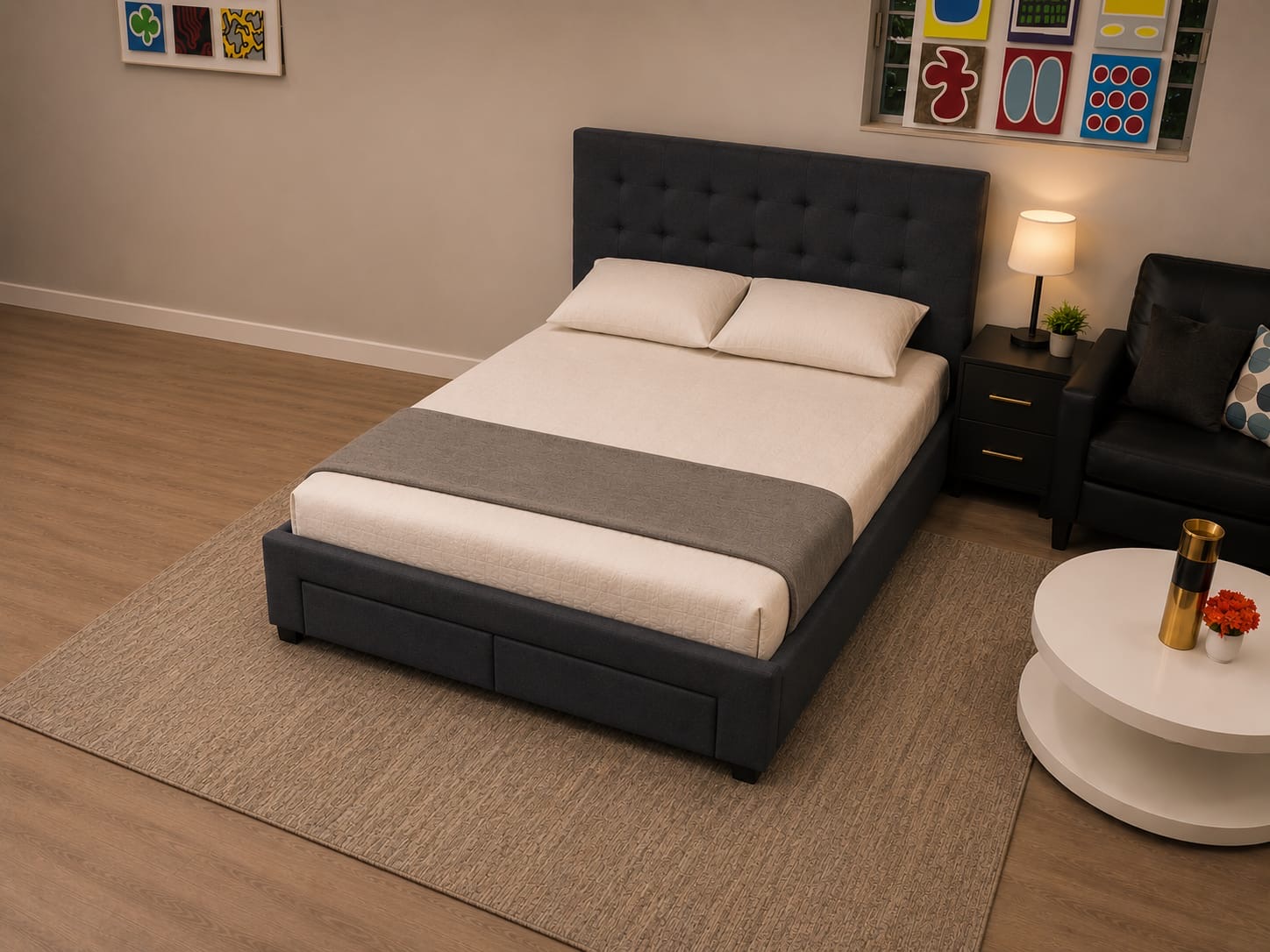 Glow Queen Bed frame with four Drawer - Image 3
