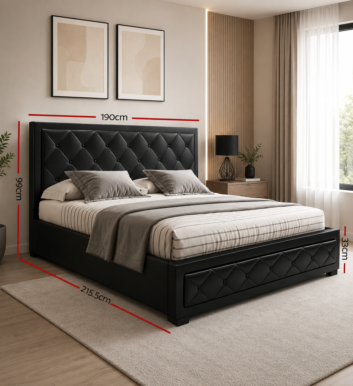 Teeyu King size bed frame with gas lift storage - Image 4