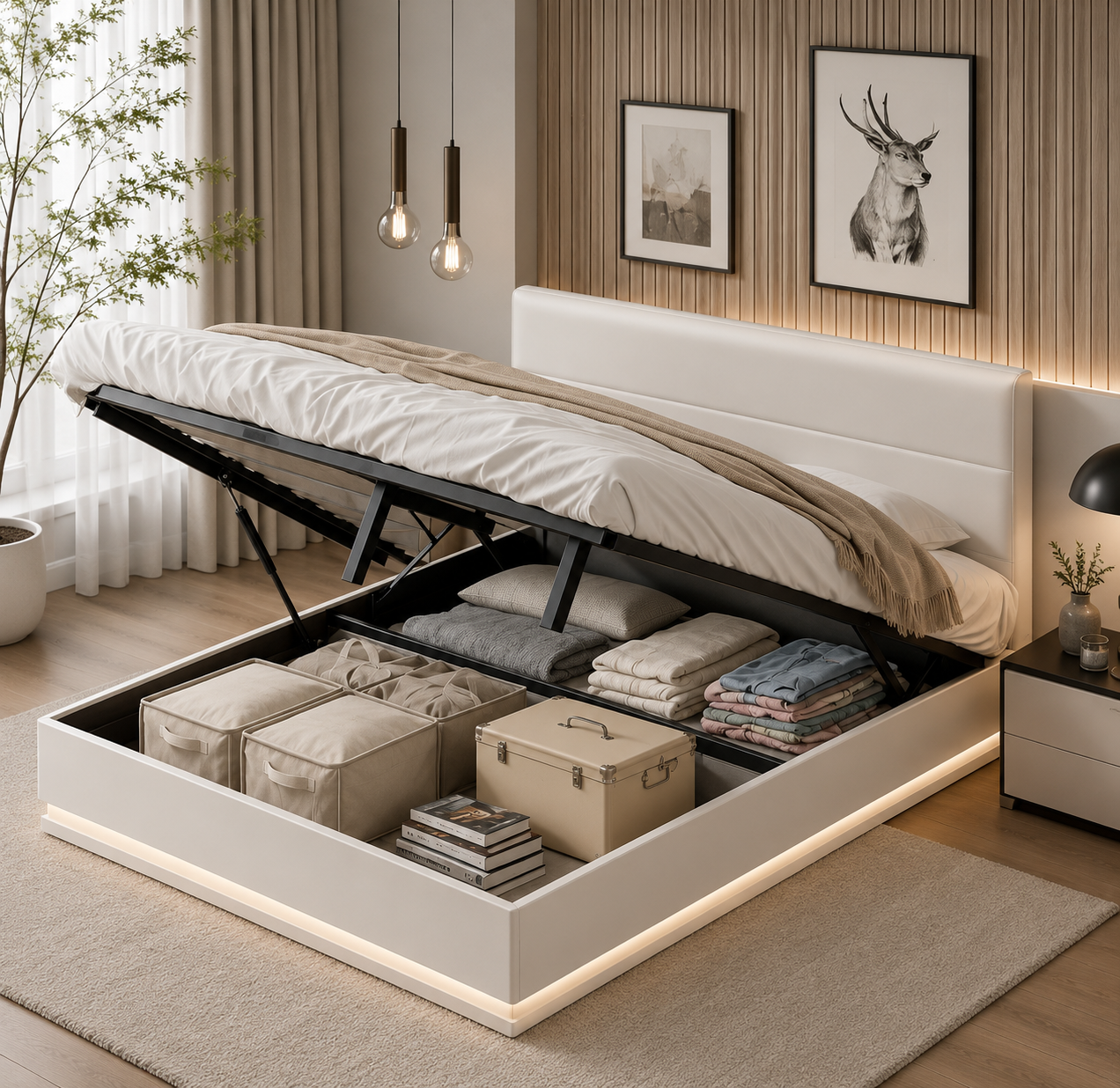 Lomi Queen bed frame with led light & Remote - Image 3