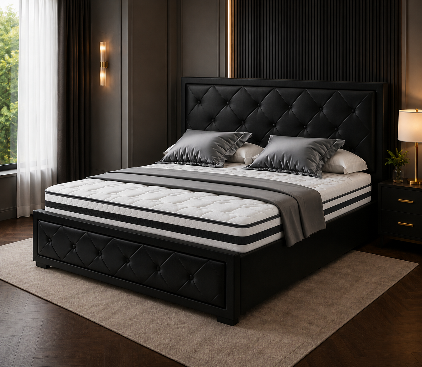 Teeyo Double bed frame gas lift black pu - Image 2