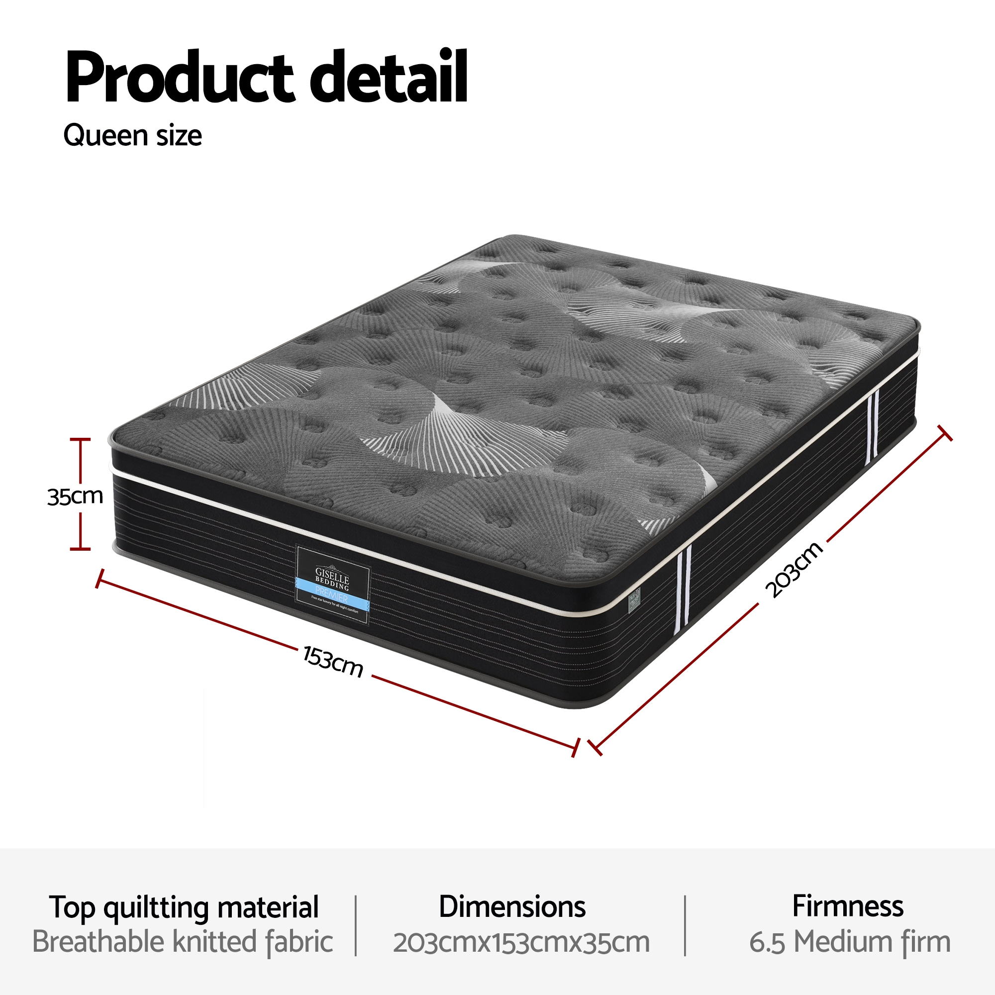 Atlas Queen size mattress 35cm medium - Image 4