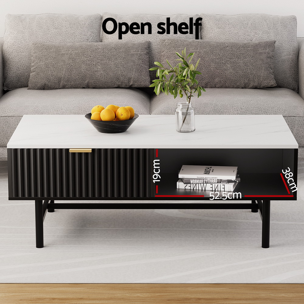 Nadia Marble look coffee table with drawer - Image 4