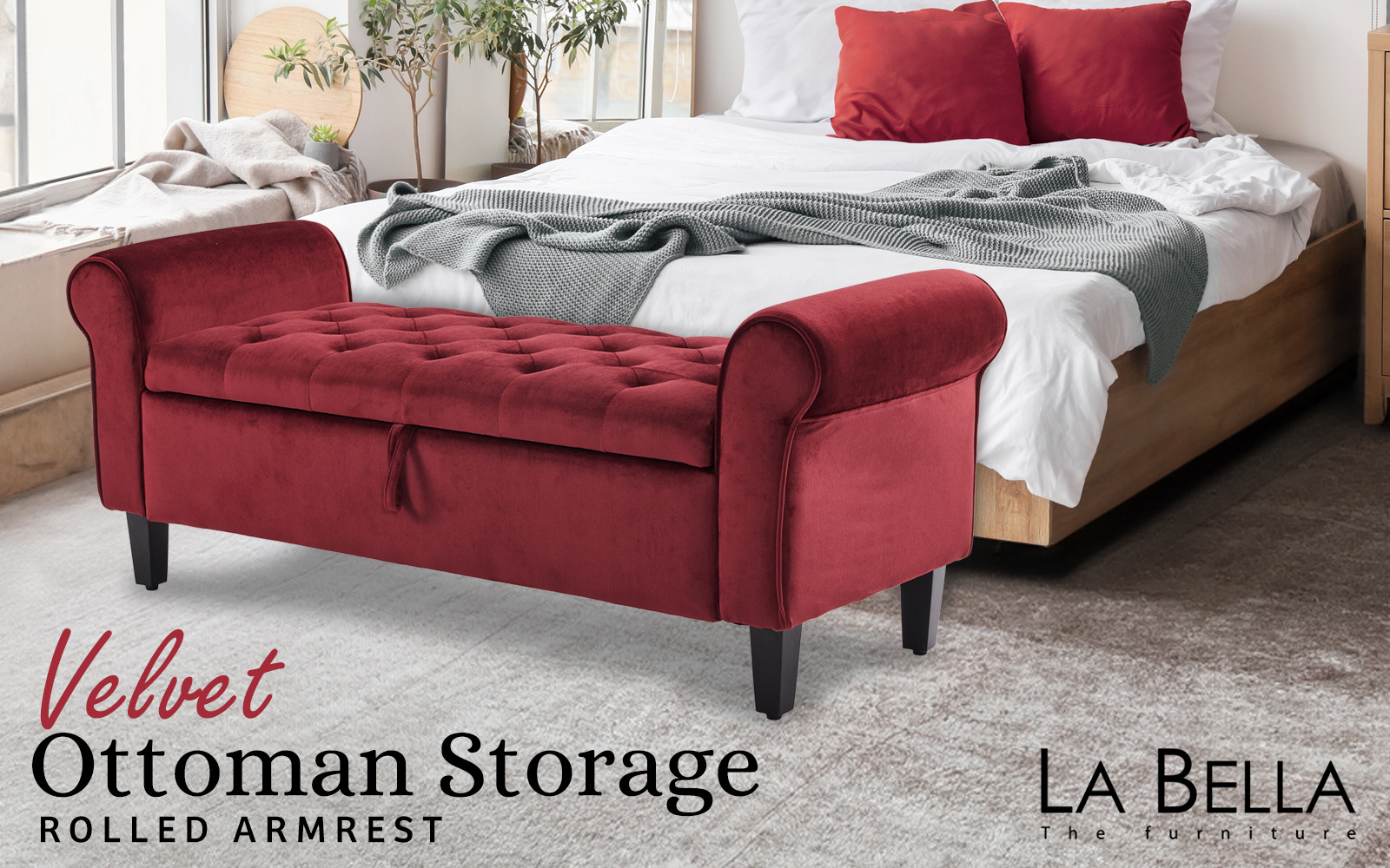 La Bella Storage ottoman bench seat velvet - Image 2