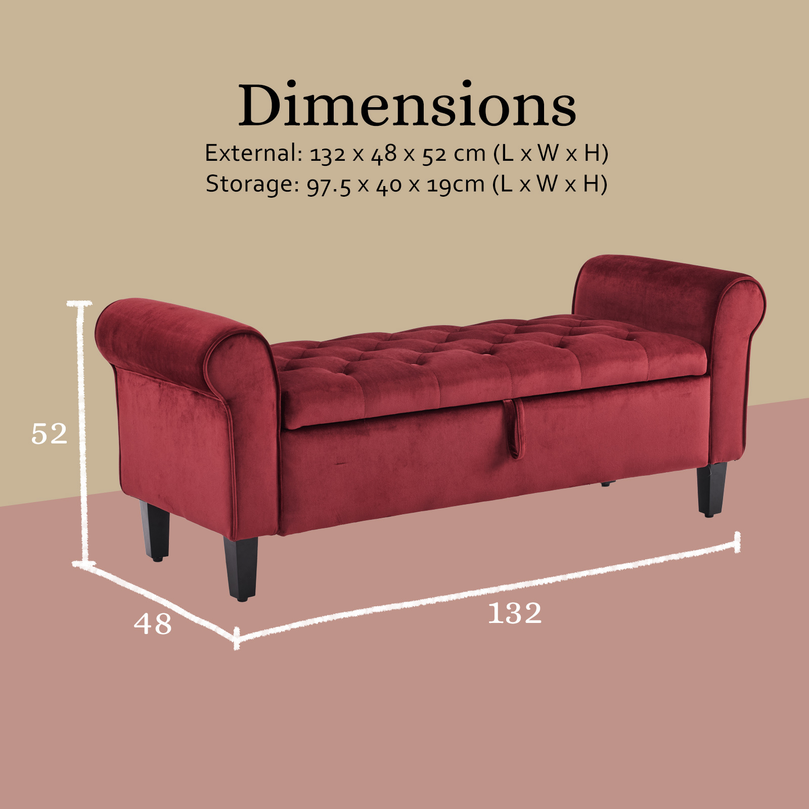 La Bella Storage ottoman bench seat velvet - Image 4