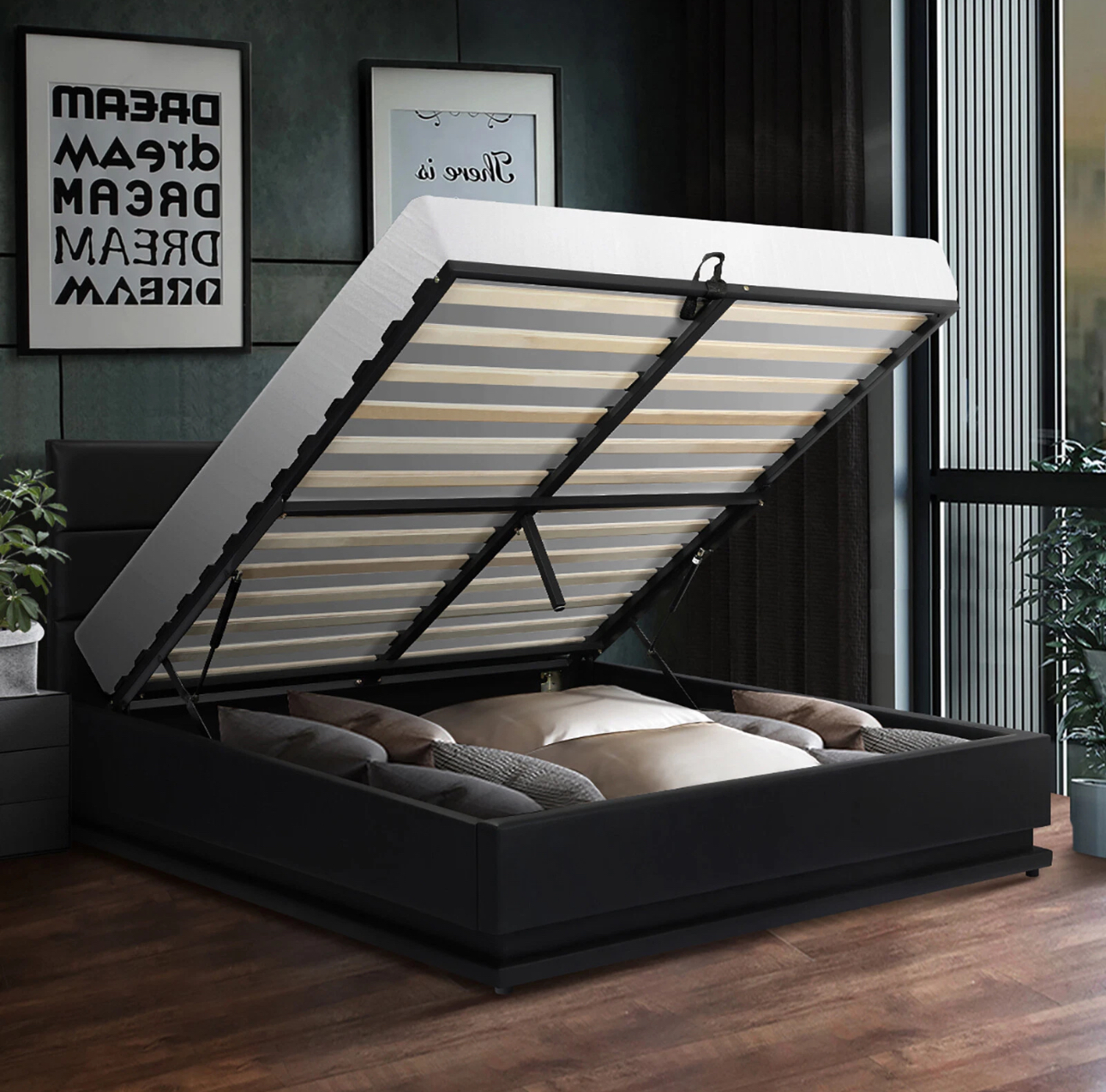 Lumi Double bed frame Storage with led light - Image 2