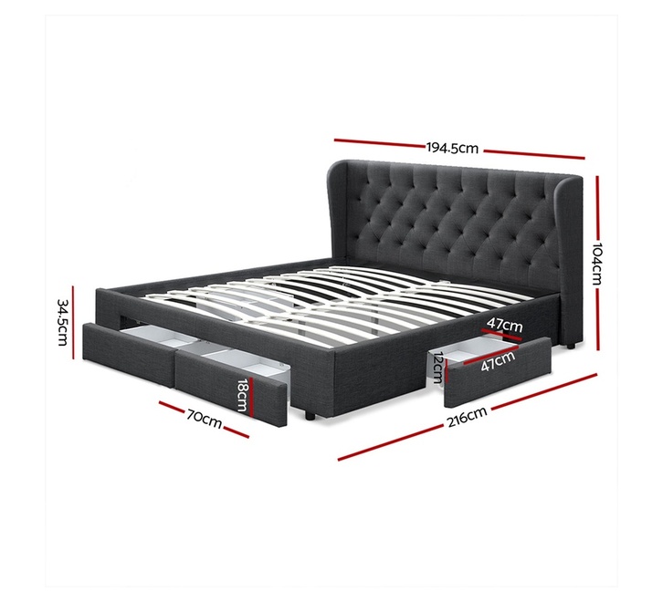 Dara King Wings bed frame with Four Drawer - Image 3