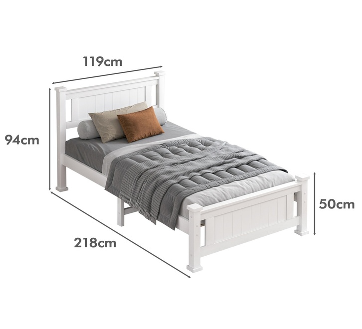 Reyu King single bed frame white wooden - Image 4