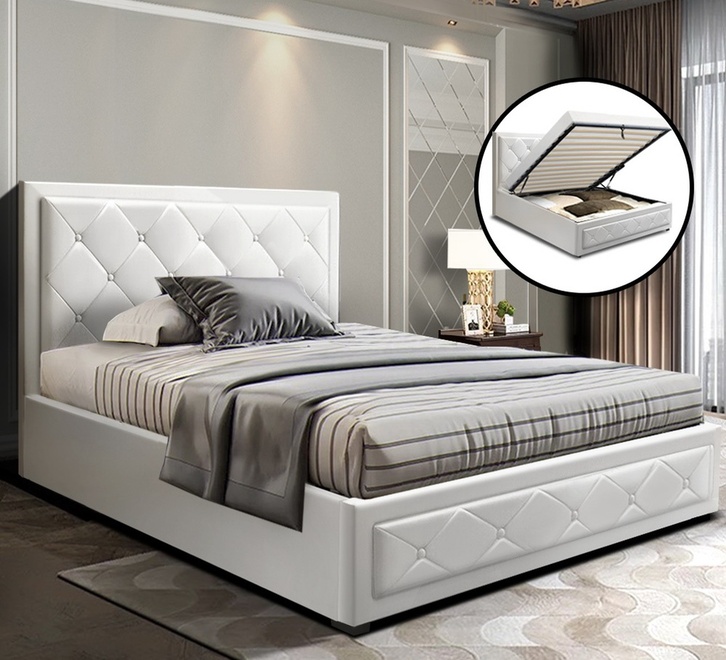 Teeyu king single bed frame white pu - Image 4