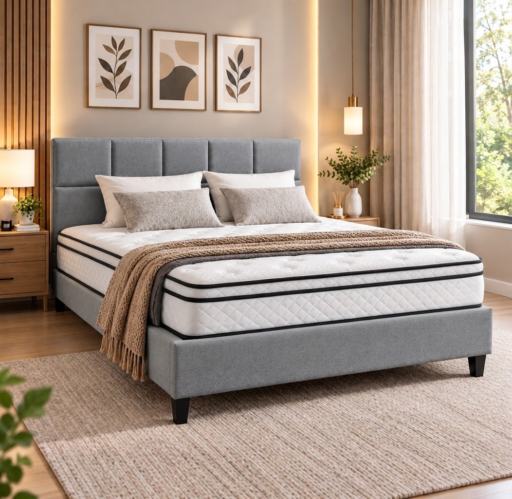 Teeno Queen bed frame grey frame - Image 2