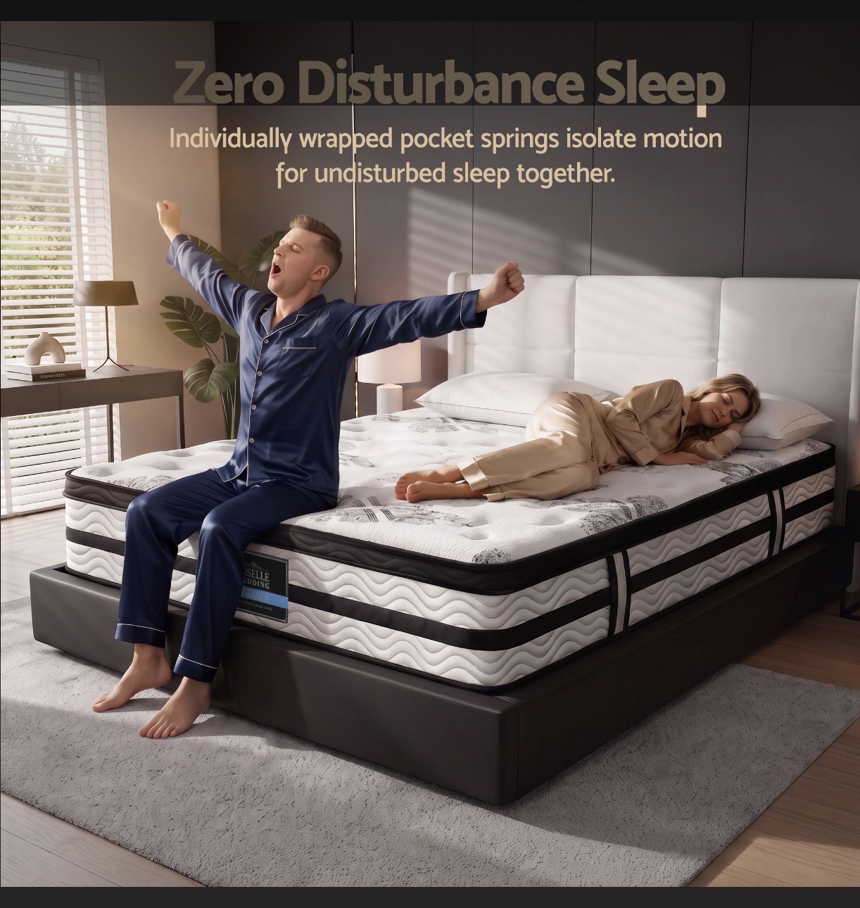 Algarve 34cm Queen euro top mattress pocket spring - Image 6