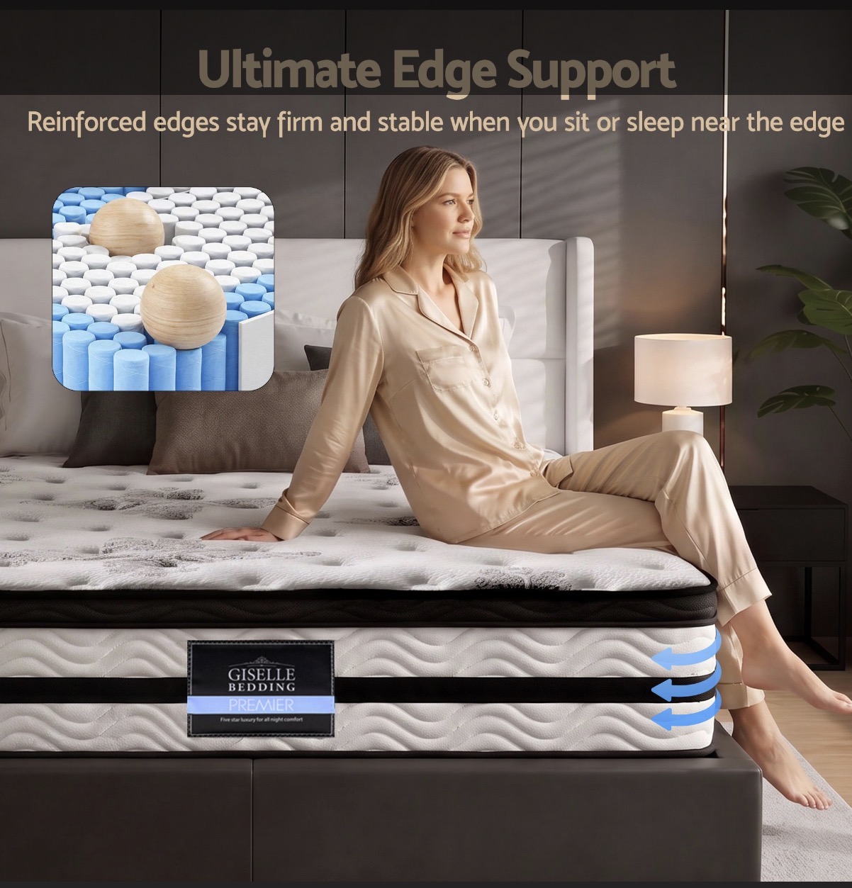 Algarve 34cm Queen euro top mattress pocket spring - Image 5
