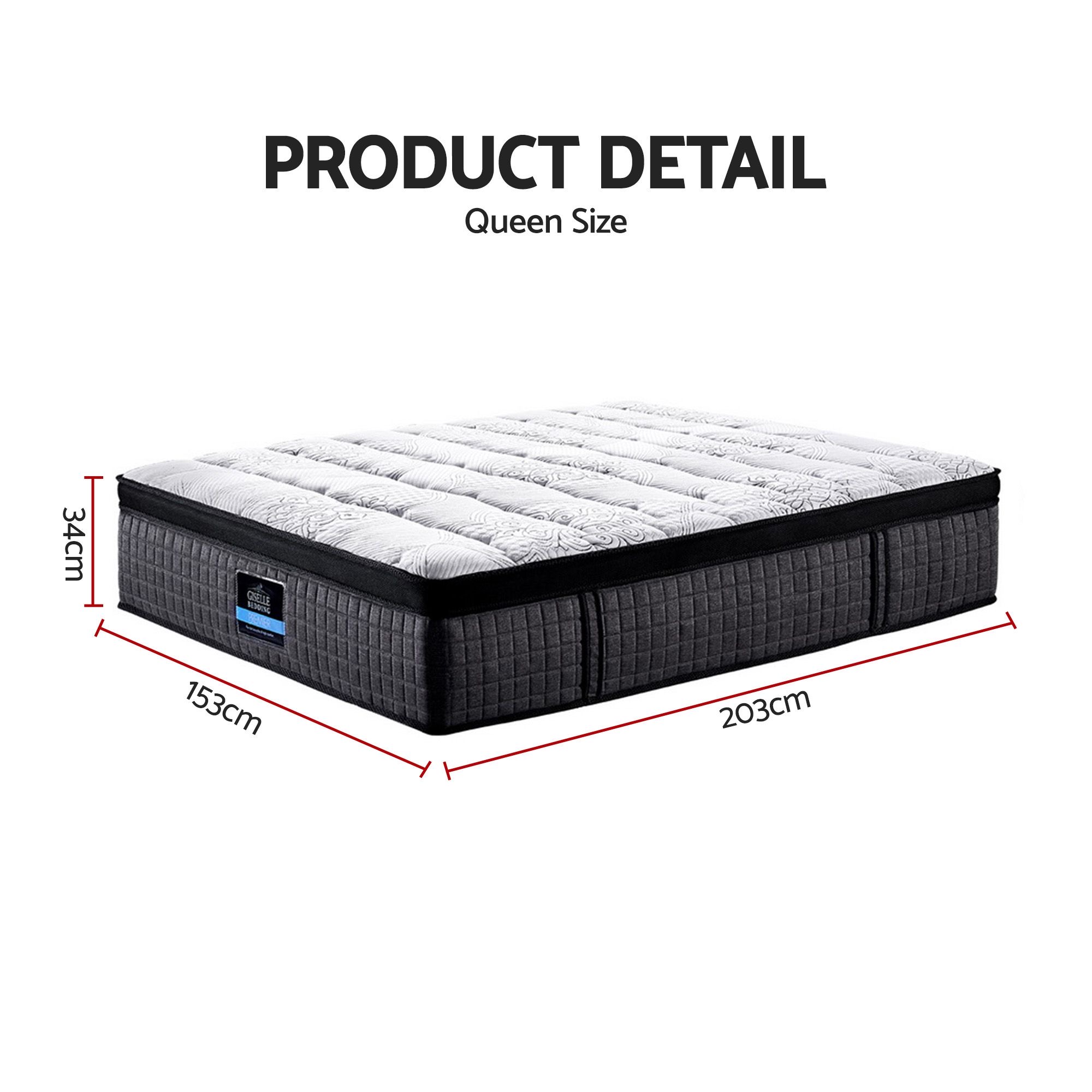 Maz 34cm Mattress 9 Zone Latex Foam Queen - Image 6
