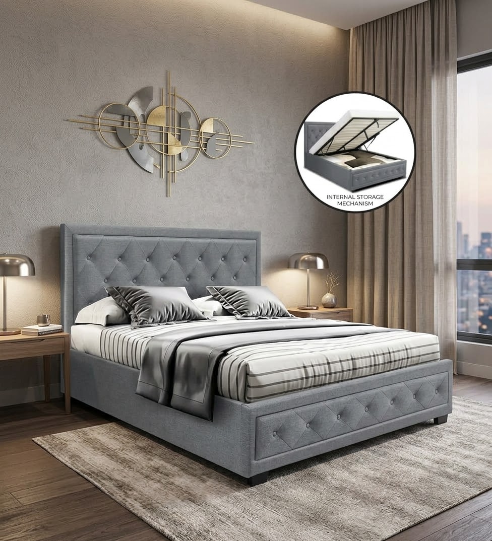 Teeyo Double Grey Gas lift bed frame - Image 2