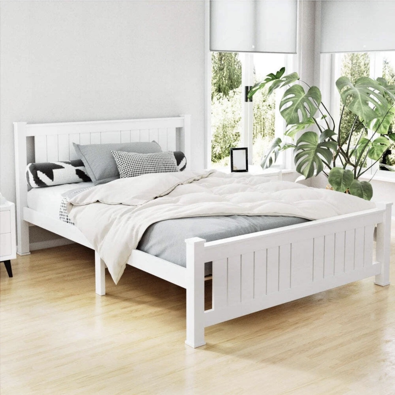Rio White double wooden bed frame - Image 5