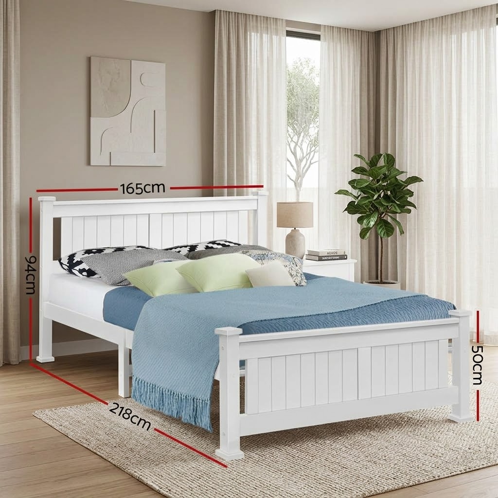 Rio White double wooden bed frame - Image 3