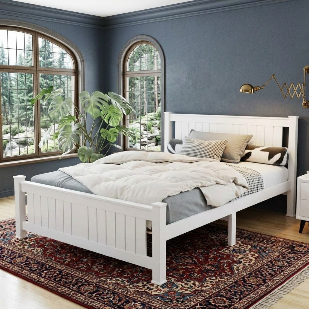 Rio White double wooden bed frame - Image 4
