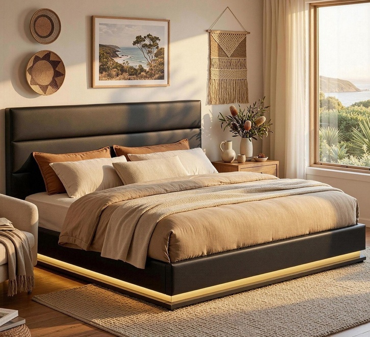 Lumi King size bed frame Gas lift storage Led light - Image 5
