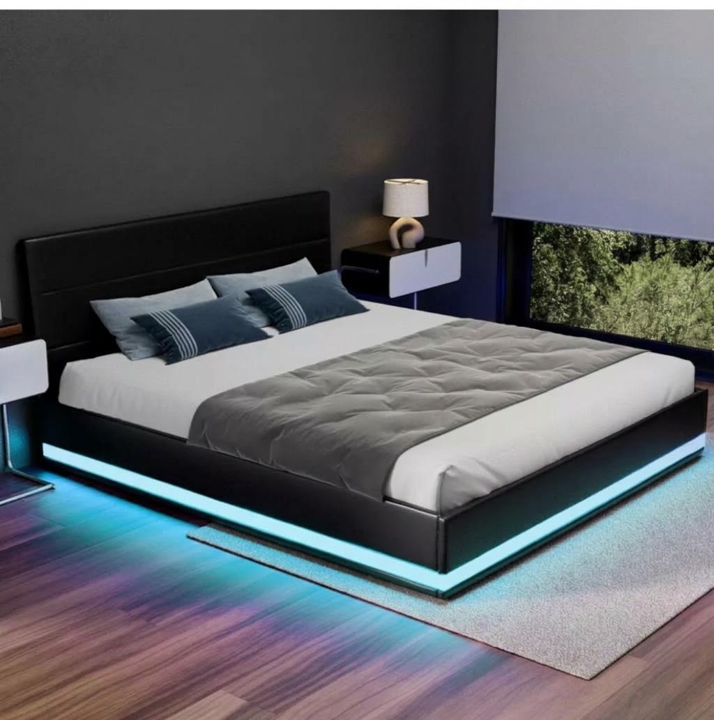 Lumi King size bed frame Gas lift storage Led light - Image 4